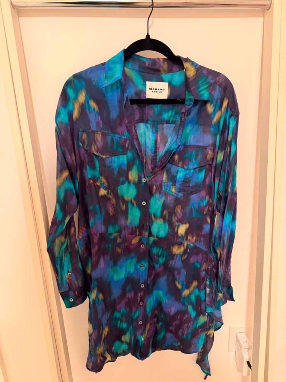Isabel Marant Multicolor Abstract Print Long Sleeve Shirt Dress- never worn!!